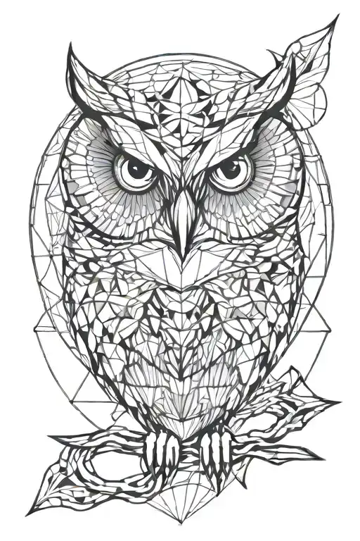 Owl Sitting And The Moon