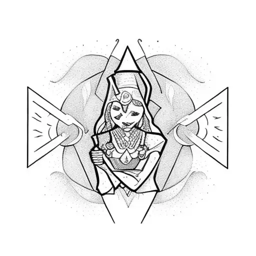 A Sculpture Of A Witch Casting A Spell In Dotwork Style