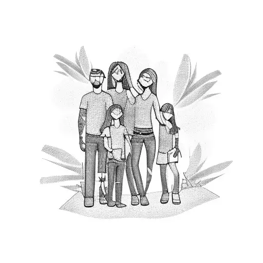 Family With Palm Tree