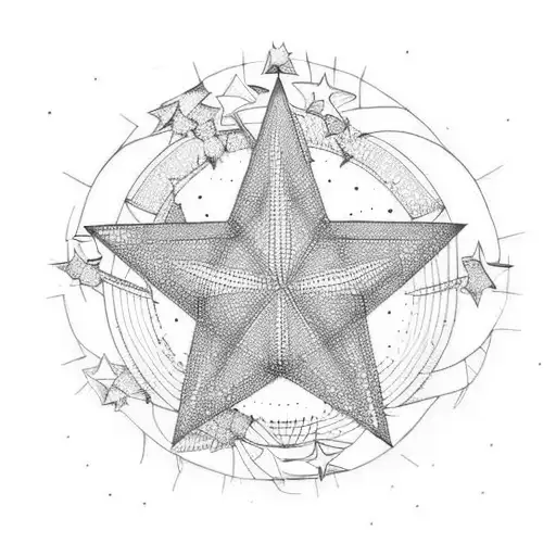 Black 5 Point Star Inside Circle Border