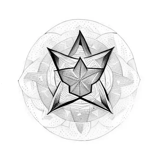 Black 5 Point Star Inside Thick Circle Border