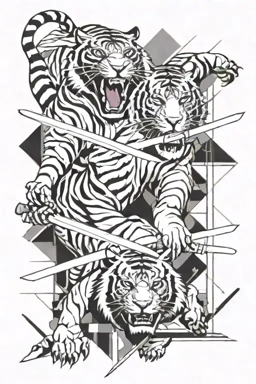 Katana And Tiger Fighting