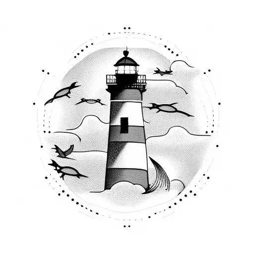 Lighthouse At Sea With Containment Barriers