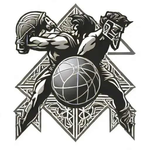 Mix Of A Symbol Of Ancient Greece And Basketball And Boxing