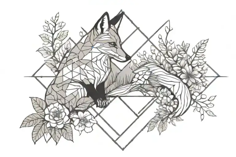 A Fox Sitting Next To A Crow With A Forest Background Surrounded By Mushrooms And Flowers