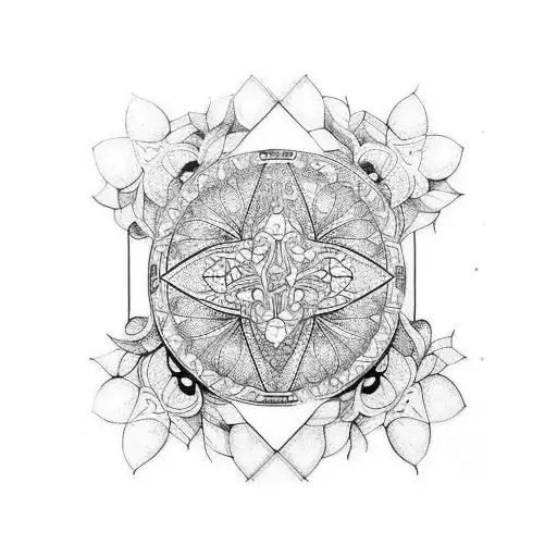 A Tattoo Of A Gothic Stained Glass Window With Architectural Details