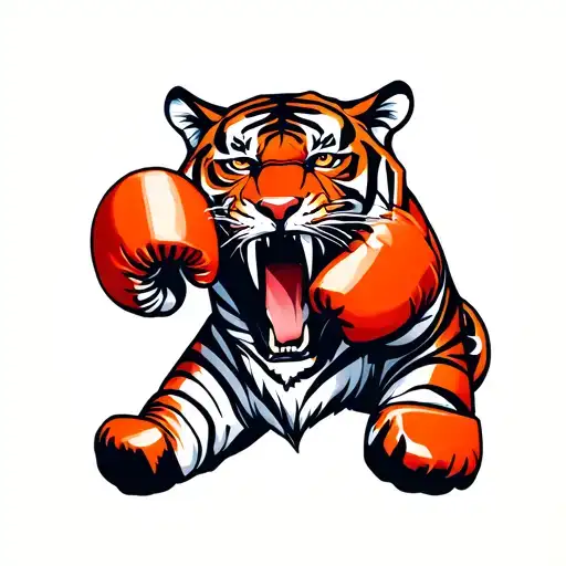 Tiger Biting The String Of Boxing Gloves