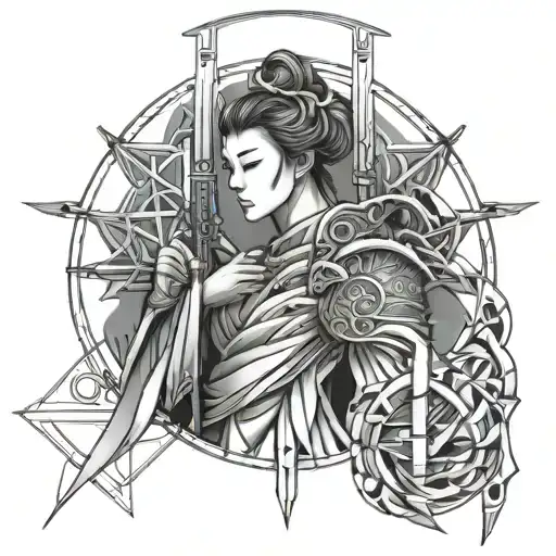 Architectural Tattoo Samurai Angel 1991 Woman With Baby