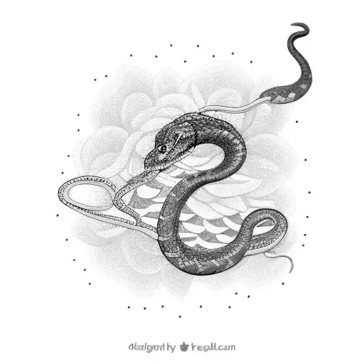 Colored Snake With Flowers