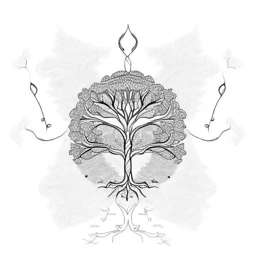 A Majestic Tree With Intricate Roots And Branches Intertwined With Musical Notes