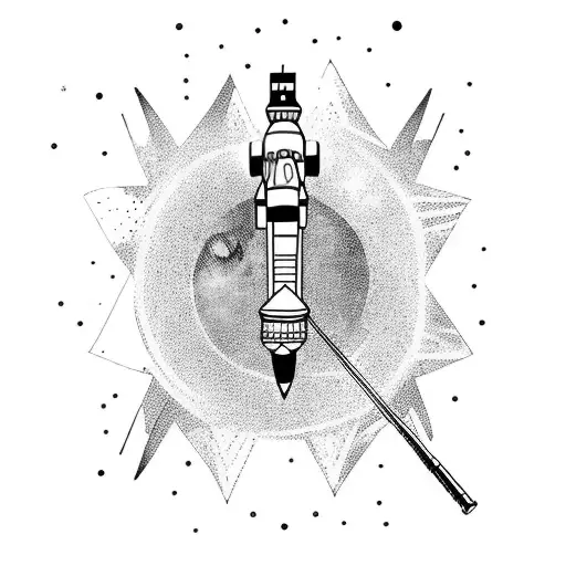 Tattoo Design With Astronaut Holding Fishing Rod And Car Key Deep In Water