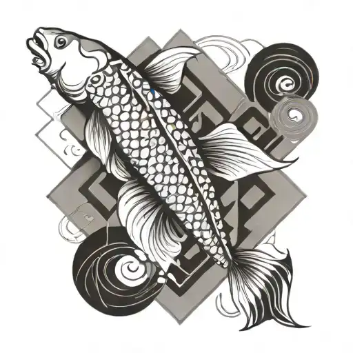 Koi Fish Swimming In Infinity