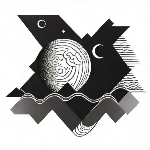 Moon Rising From Ocean Waves