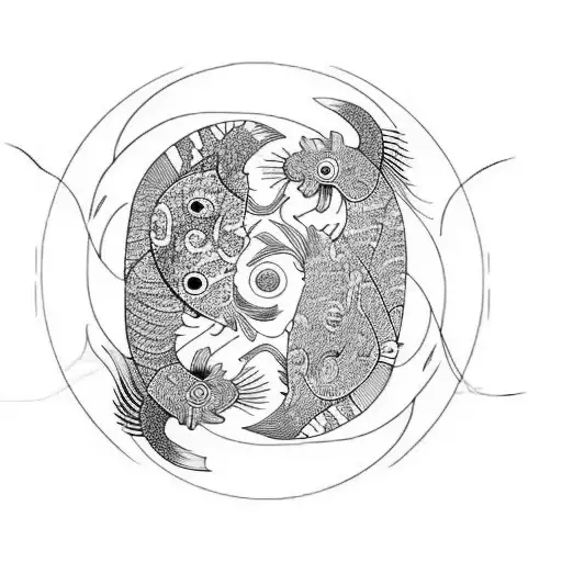 Yin And Yang Koi Fish Black And White