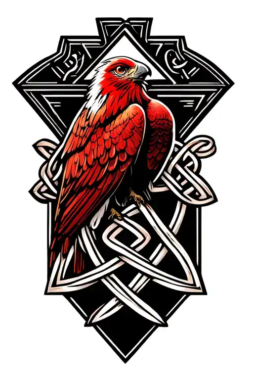 Red Kite Surrounded By A Triangle Made From A Celtic Trinity Knot