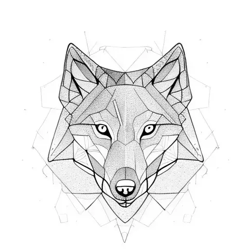 Triangular Shape Wolf Simple No Shades Just Pencil Design