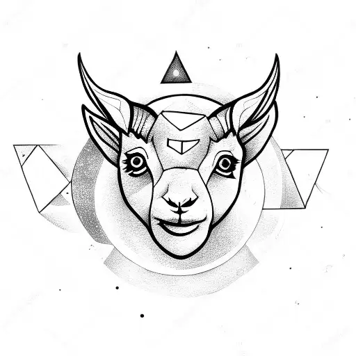 Baby Goat With Moon In A Triangle