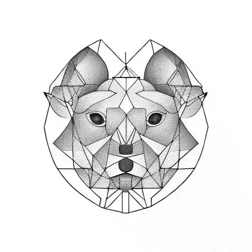 Geometric Lines Shapes With Dog Paw Prints And Clocks