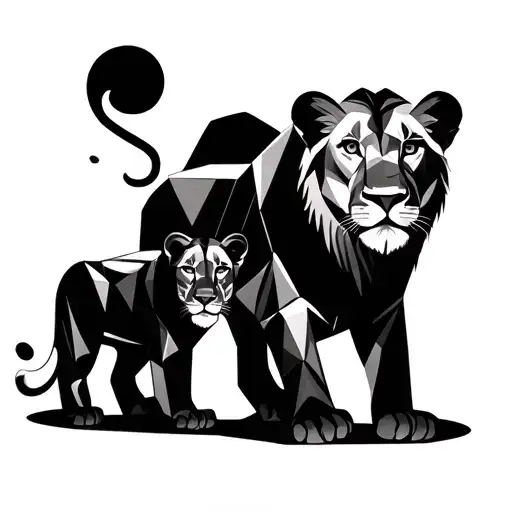 Lioness With 2 Lion Cubs