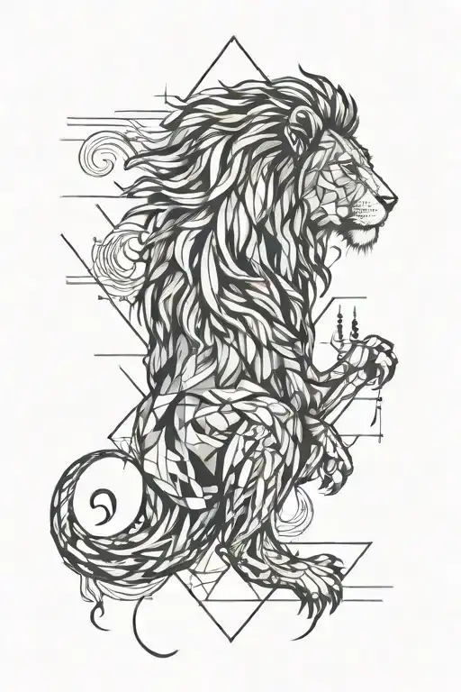 Create A Lion In Flames Of Fire Within The Zodiac Symbol Of Virgo