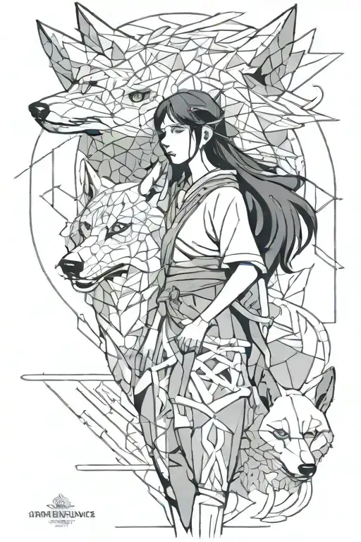 San From Princess Mononoke Wih Her Wolf But Like The Cover Of The Book Steppenwolf By Hermann Hesse