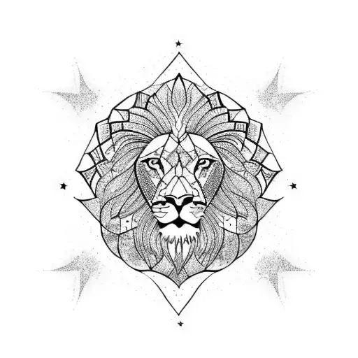 A Lion Sitting On A Celestial Throne Surrounded By Stars