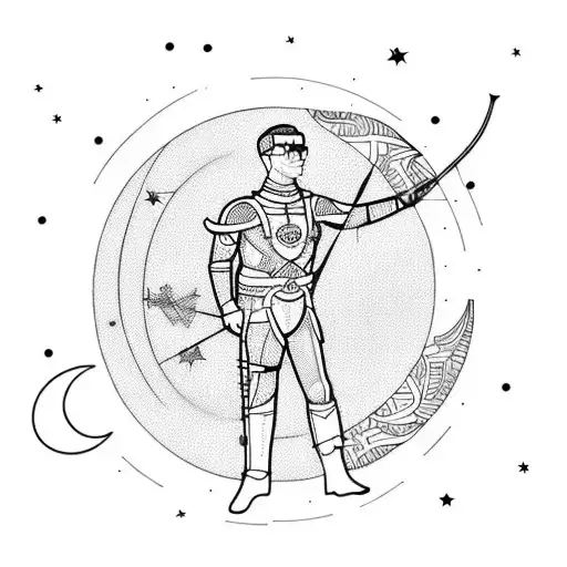 Archer Shotting For The Stars And Moon
