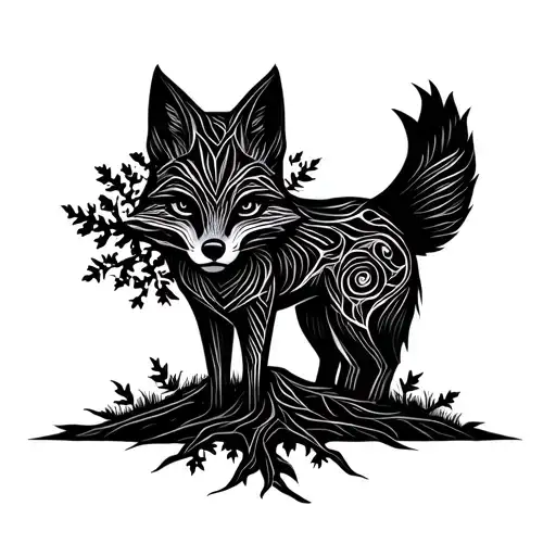 Fox In A Tree Growing