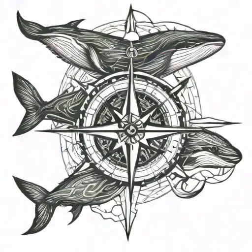 Compass And Anchor Whale Compass