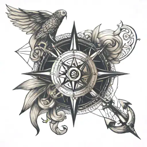 Compass And Anchor Angel Wings
