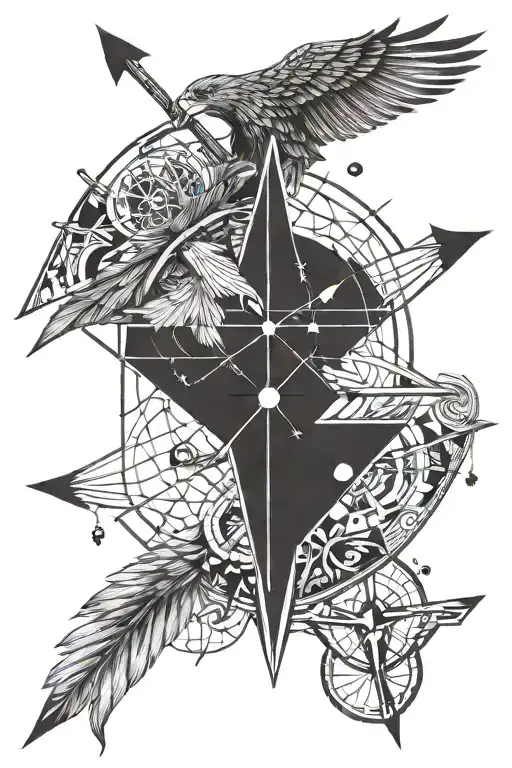 Arrow With Compass And Anchor And Earth And Eagle Flying