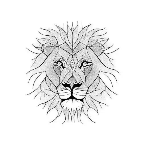 Lion Graphique Fleur Ombre