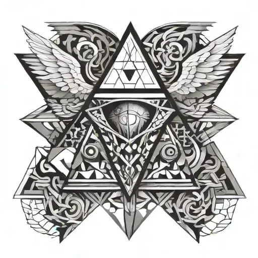 Shut Eye With Angel Wings Inside Triangle Kingdoms Fall