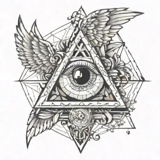 Closing Eye With Angel Wings Inside Triangle Kingdoms Fall