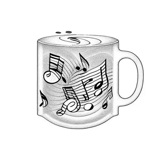 A Coffee Cup Filled With Musical Notes Flowing Out Of It