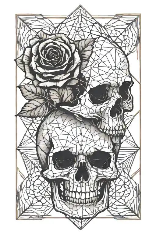 Skull And Black Rose Intertwined