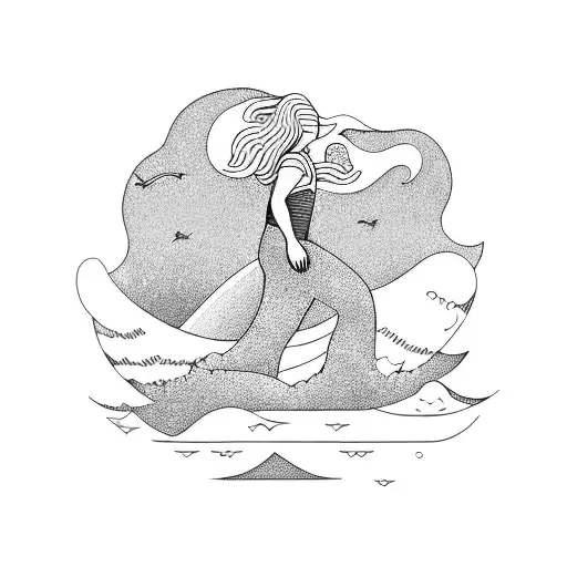 A Girl Crossing An Ocean Wave As If It Was An Obstacle