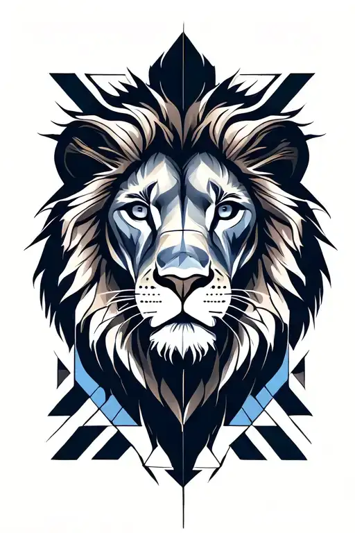 Lion And Geometric Half Sleeve