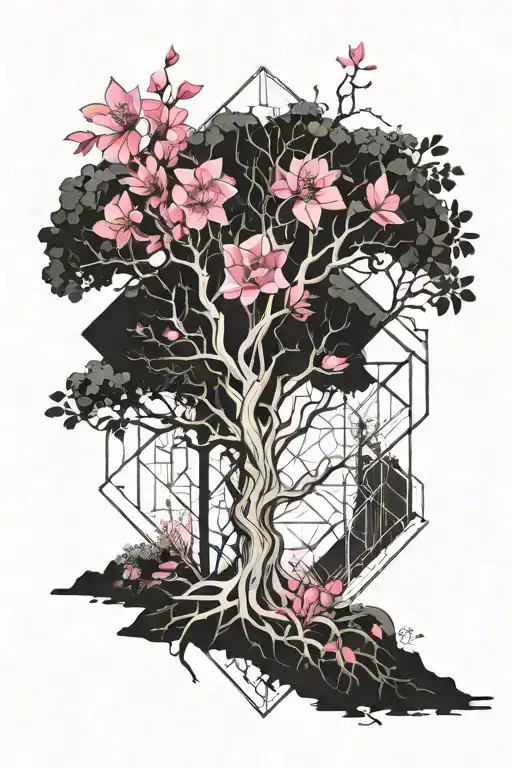 Tree With Pink Flowers Blooming