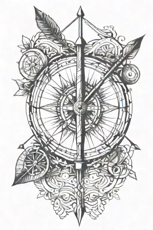 Bow And Arrow And Compass