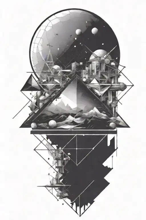 A Space Landscape Inspired By Technology That Shatters Into Geometric Pieces