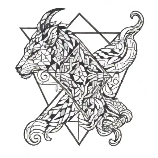 Gemini Sign Mixed With Leo Sign Intertwined