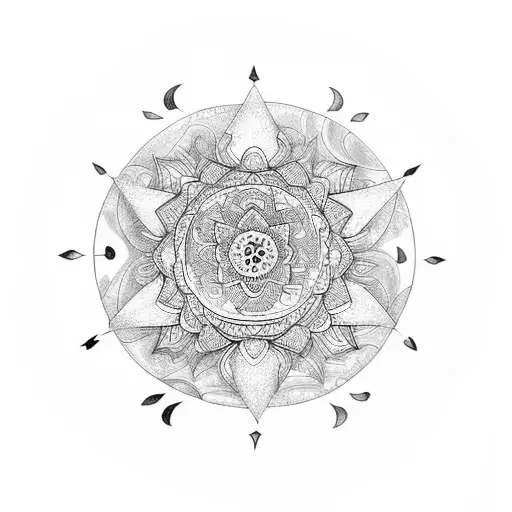 Mandala With A Moon And Butterly