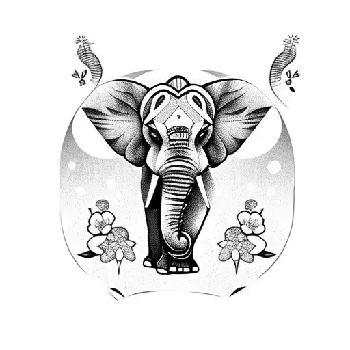 Elephant With Flowers