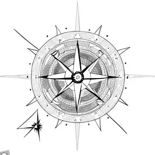 A Soccer Ball With A Compass Rose Design
