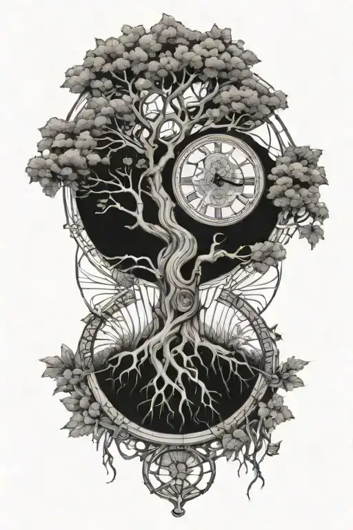 Tree Of Life With Pocket Watch In The Roots