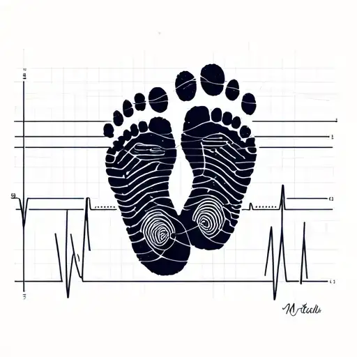 Baby Footprint Und Ekg Line