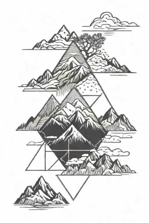Mountains With 4 Peaks Representing Family Tree