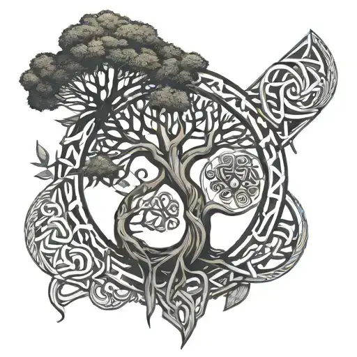Celtic Tree Of Life Conceptual Tattoo Design