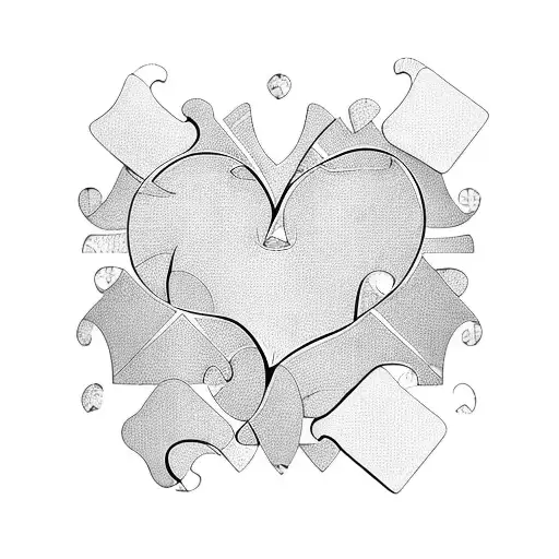 Love Heart Shape Made Of 5 Puzzle Pieces